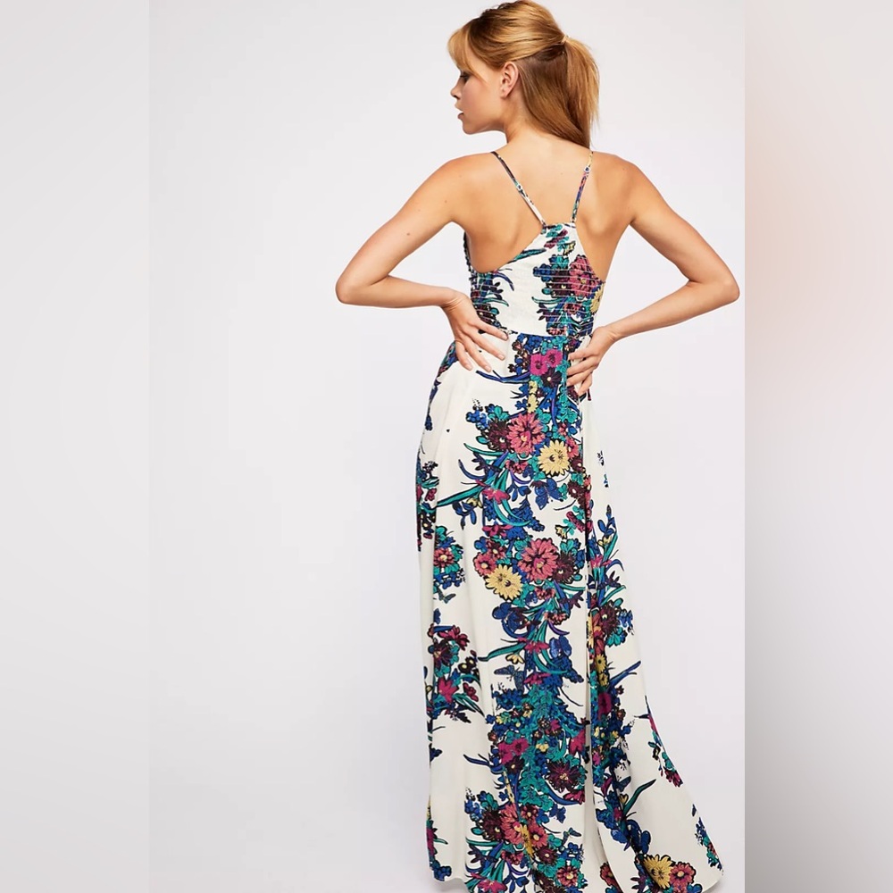 Free People Through The Vine Printed Maxi Slip Dress Ivory Combo Floral Size S - Picture 6 of 16